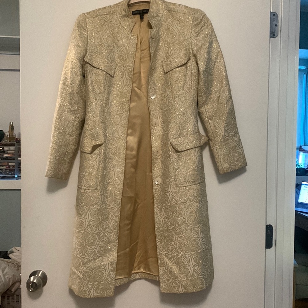 Silk Lined Glittery Golden Lafayette 148 Coat